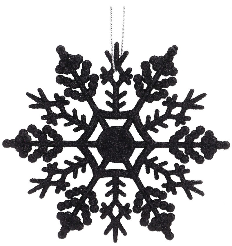 Christmas ConceptsÂ® Pack of 12-10cm Glitter Snowflake Hanging Decorations - Christmas Decorations (Black) - Image 5